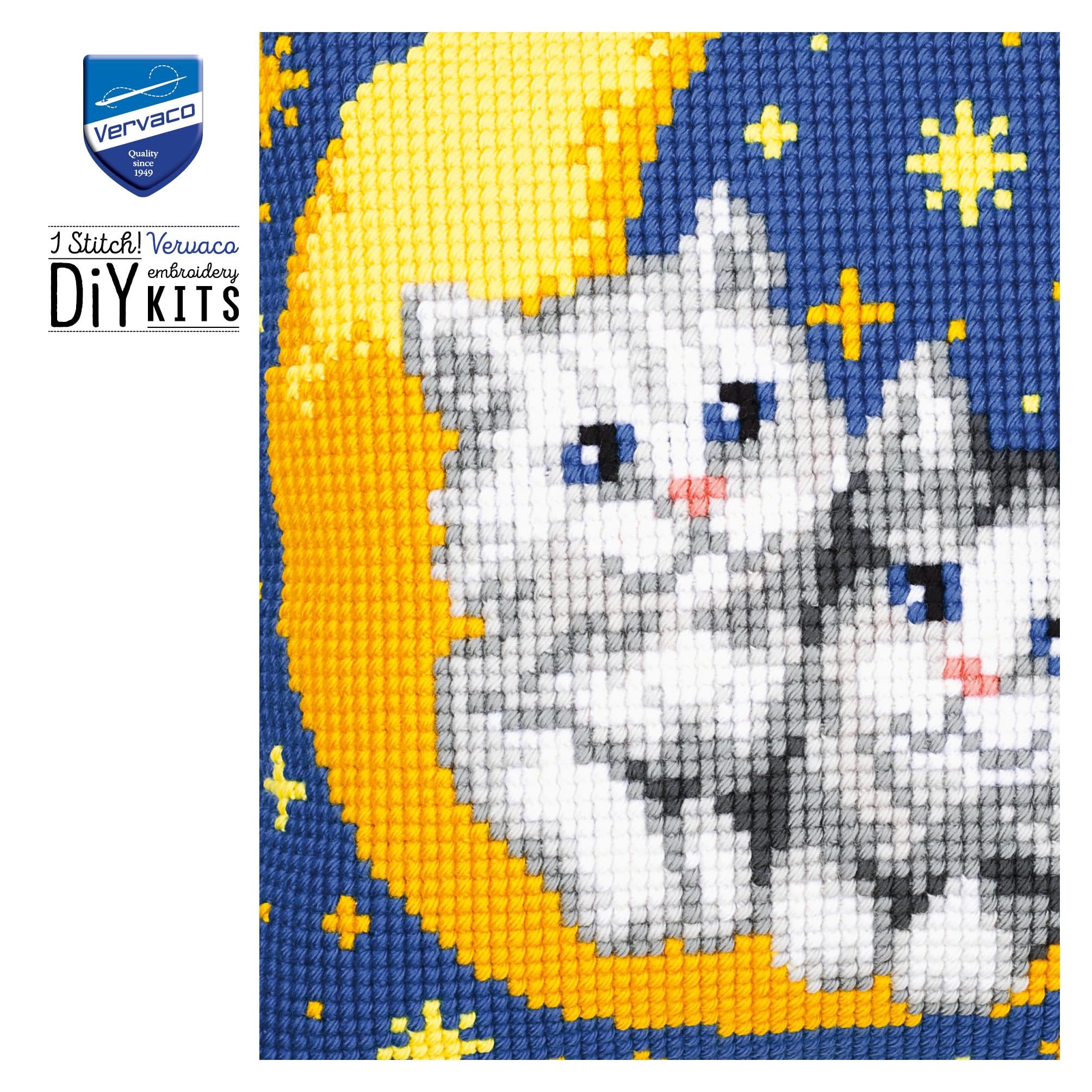 Kit Ricamo Per Principianti 3 Pezzi - Gatto E Motivi Floreali Con Punto Croce - Foto 6