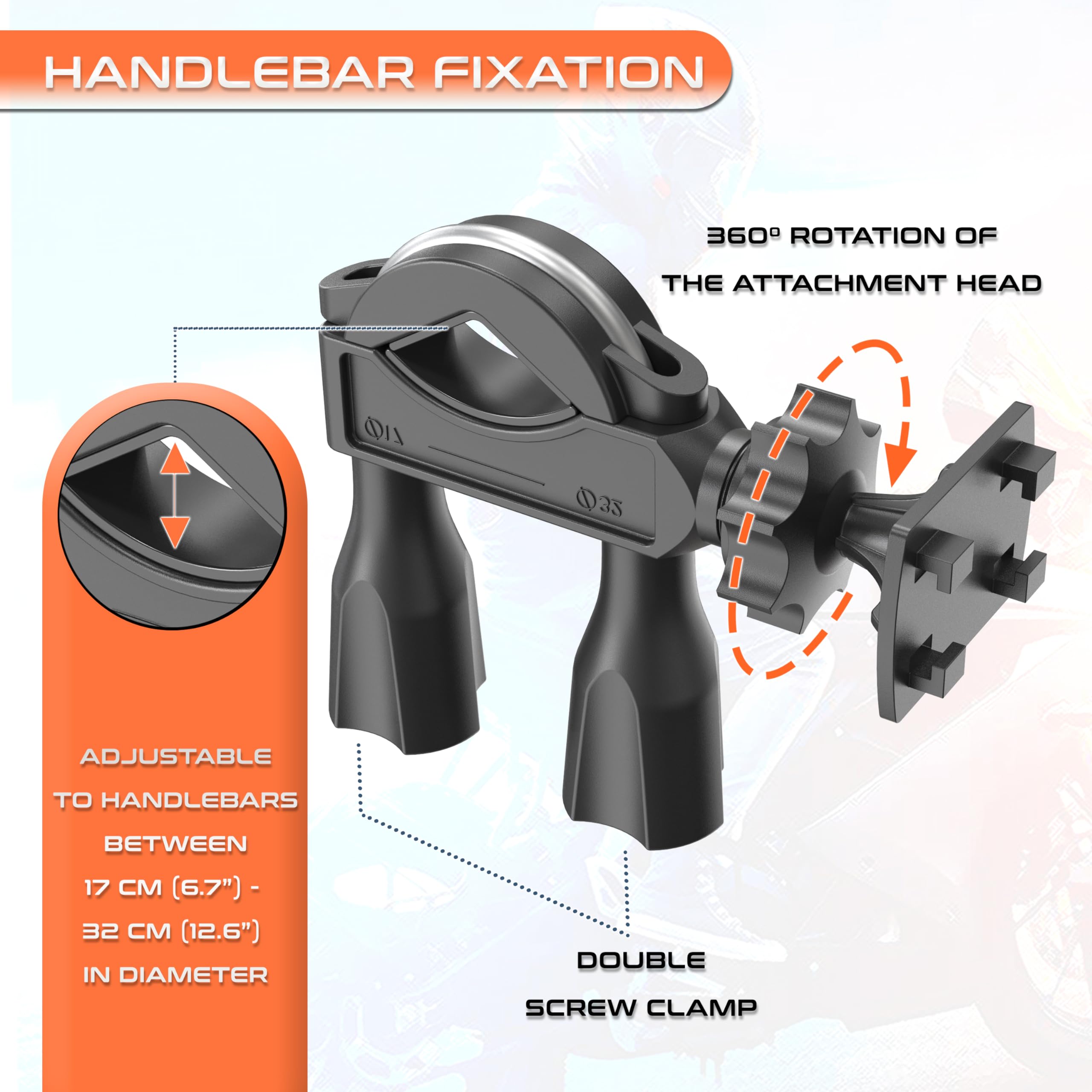 Support Téléphone Moto Vélo Étanche IP65 - Compatible Jusqu'à 7,5" - Fixation Solide Guidon + Fenêtre Tactile Sensible