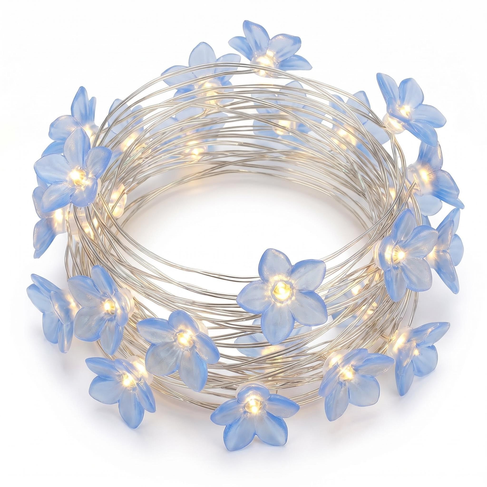 Mtbricey Lily Flower String Lights 2M 20 LED Fairy Lights Battery Operated Spring Flower Lights for Bedroom Garden Party Wedding Home Decoration (Yellow)