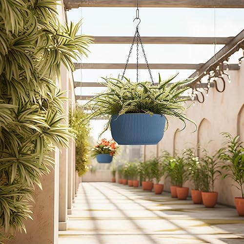 Miniatura 6 de T4U Macetas colgantes de 10 pulgadas para plantas de interior y exterior, cestas colgantes para plantas, paquete de 2, macetas colgantes de riego