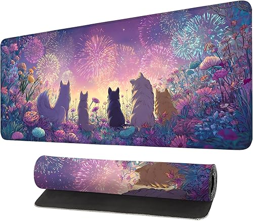 Miniatura 42 de Alfombrilla para mouse, grande antideslizante con bordes cosidos, tapete de escritorio para escritorio, laptop, computadora, teclado, protector de