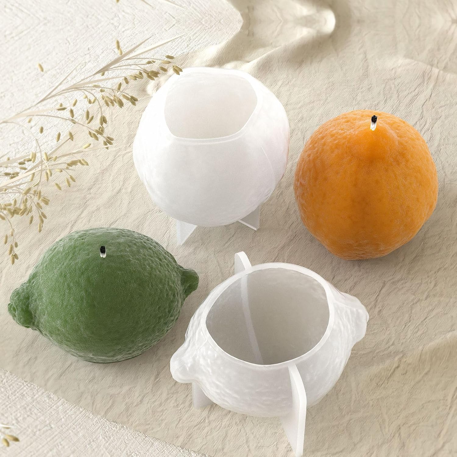 2 Pack 3D Lemon Orange Silicone Molds, Citrus Lemon Candle Mold for DIY Scented Candles, Fruits Soap Mold for Soap Making Resin Crafts Plaster, Wedding Gifts Home Festive Days Car Ornament