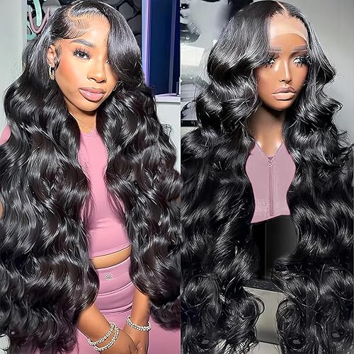 OCTSUN 26" Body Wave Lace Front Wigs Human Hair Pre Plucked 180% Density Glueless Wigs 13x4 HD Transparent Lace Front Wigs Human Hair Body Wave Human Hair Wig with Baby Hair Frontal Wigs for Women
