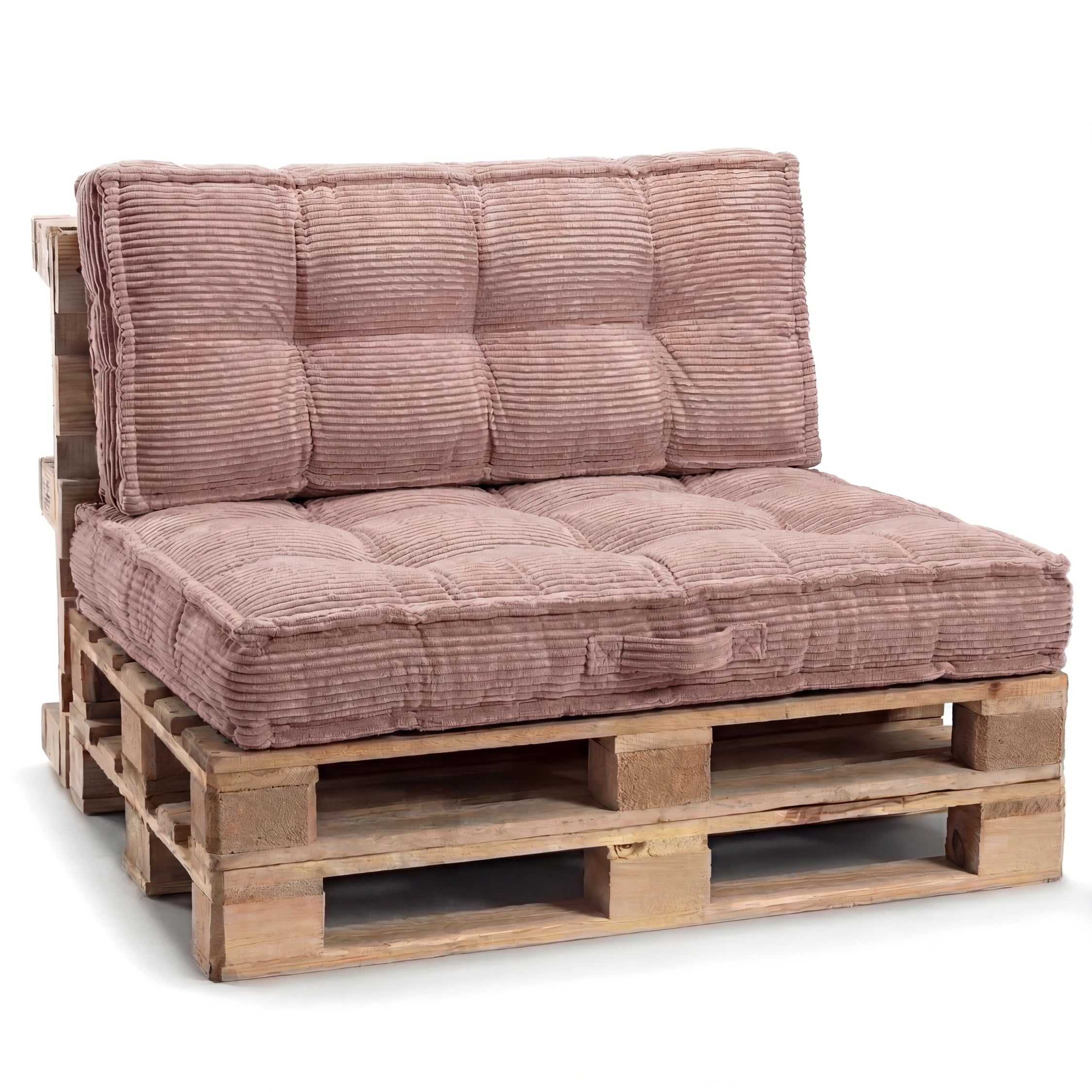 Gutekissen® Cuscino per pallet con maniglia, cuscino per divano da giardino, riempito con imbottitura in schiuma PU schiacciata, diversi colori e dimensioni PPLU (rosa, schienale 120 x 40)