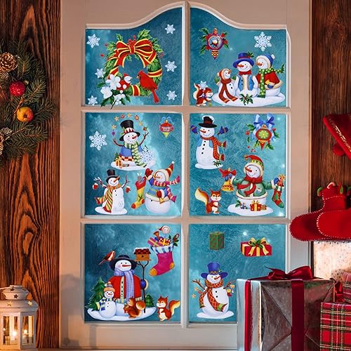 Miniatura 4 de Adhesivos de ventana de Navidad, adornos de copo de nieve con purpurina, calcomanías de purpurina extraíbles de doble cara para suministros de