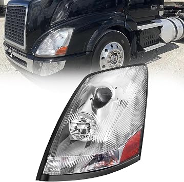 Headlights Fit for 2004-2018 Volvo VNL VNM 2004-2015 Volvo VN, Halogen Headlamp Headlights Chrome Left/driver side
