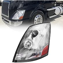 Headlights Fit for 2004-2018 Volvo VNL VNM 2004-2015 Volvo VN, Halogen Headlamp Headlights Chrome Left/driver side