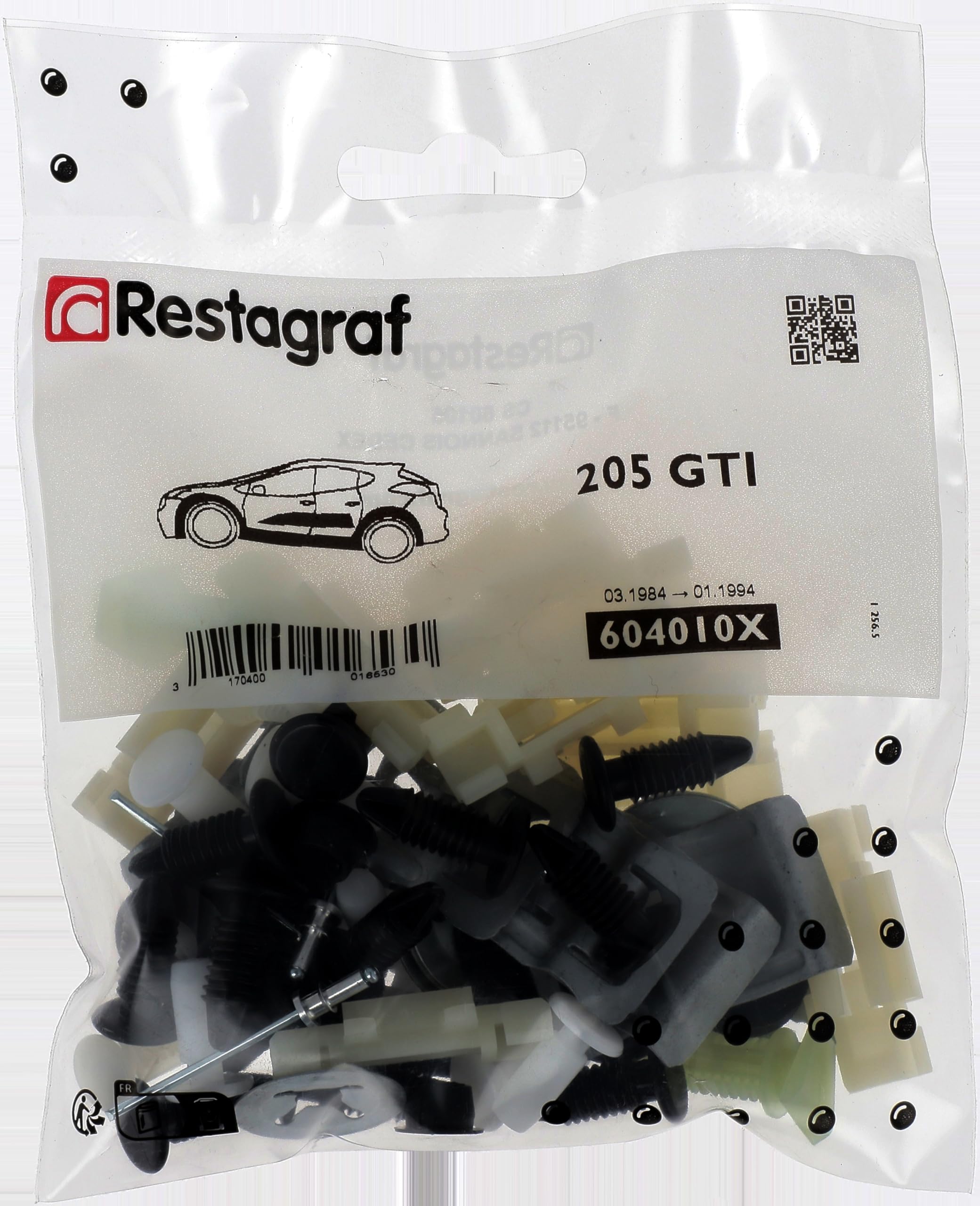 Restagraf - Kit de Fixations pour Moulures Latérales 205 GTI Toutes Versions (03/1984 à 01/1994) - Kit Complet pour Réparation ou Remplacement - Réf. 604010X