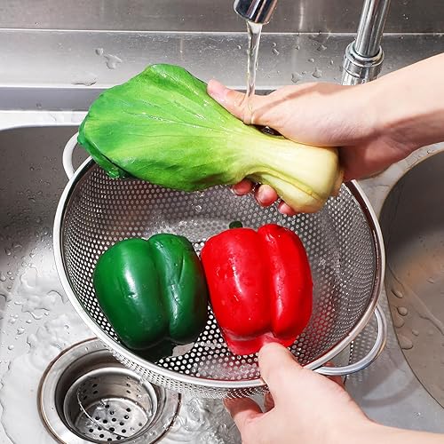 Miniatura 6 de Juego de 6 coladores de acero inoxidable (1.3 a 5.6 cuartos de galón), coladores de metal microperforados con asas, aptos para lavavajillas, colador