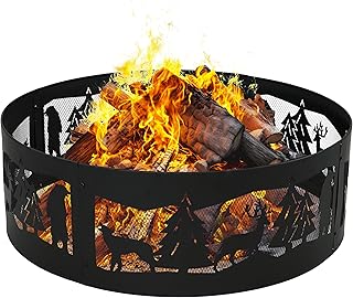 Sunnydaze 36-Inch Outdoor Fire Ring - Portable Metal Fire Pit Ring for C...