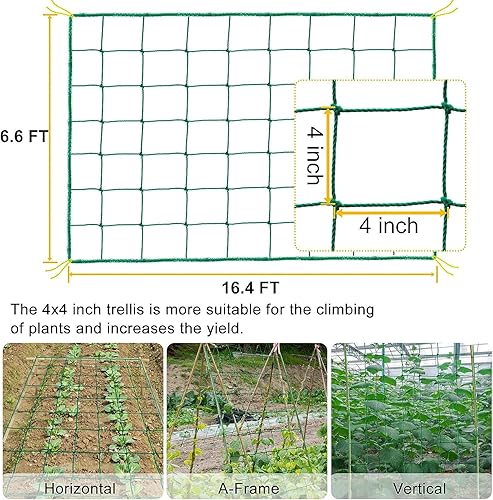 Miniatura 2 de Red de enrejado de jardín para plantas trepadoras al aire libre, red de plantas de 6.6 x 16.4 pies para pepino, tomate, 27 hebras de red de enrejado