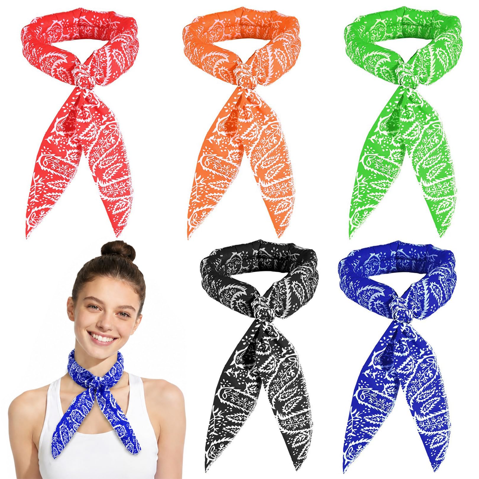 5 Pack Cooling Neck Wraps,Cooling Scarf for Necks,Ice Towel,Cooling Cloths for Hot Summer,Neck Fast Cooling Towels Bandana,5 Color Keep Cool Ice Headband,for Hiking Camping Outdoor Gym Indoor Outdoor