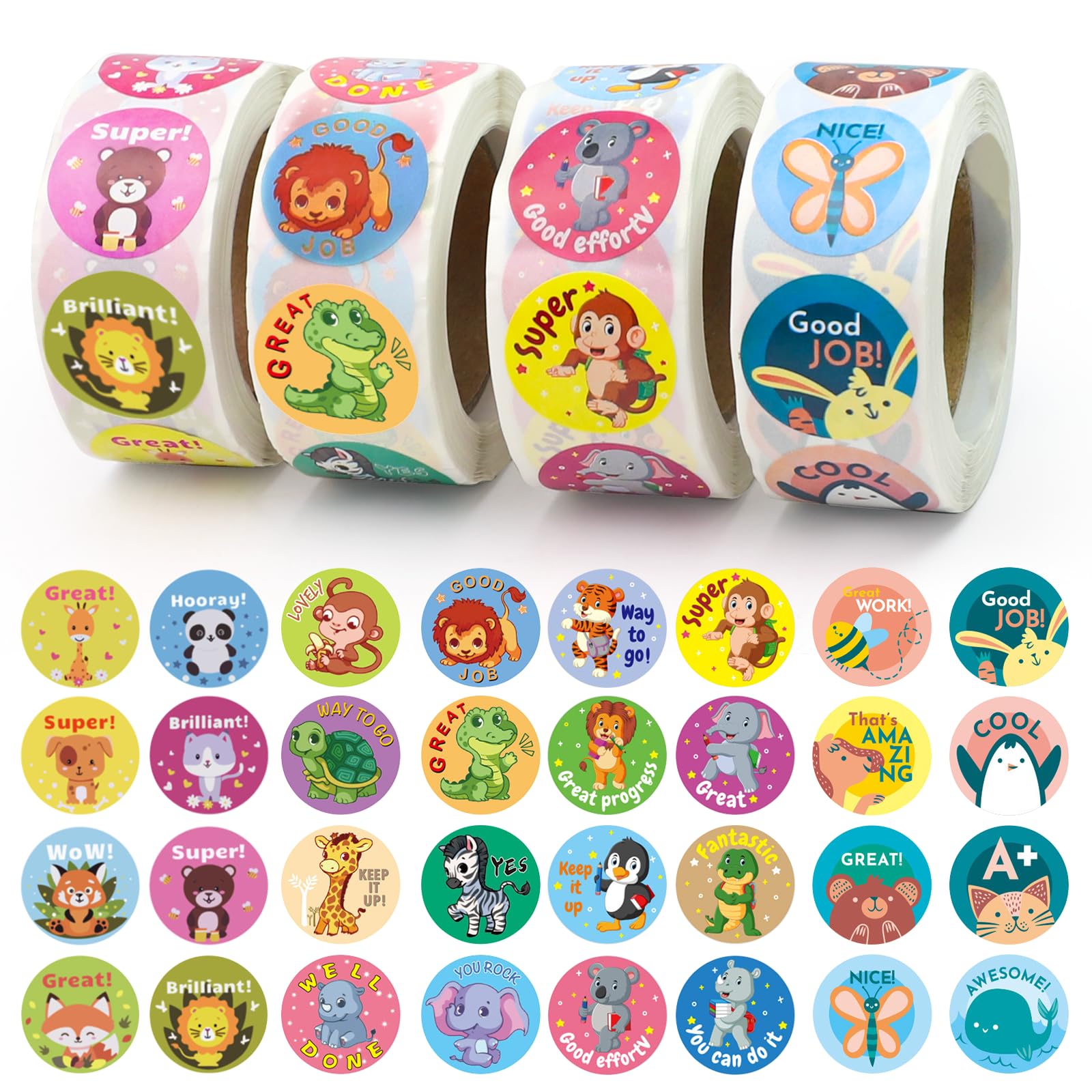 2000pcs Reward Stickers for Teachers - Personalised Well Done Stickers - 32 Designs Motivational Classroom Teacher Reward Sticker for Children - Student Bravery Sticker