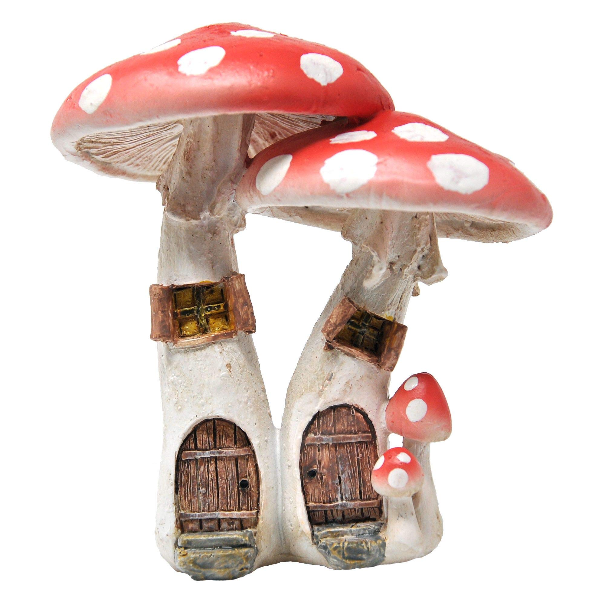 Top Collection 4374 Cute Red Mushroom Fairy Houses with Pick Figurines, Small