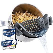 Scolapasta in Silicone con Clip – Colino per pasta da appendere a pentola, padelle e ciotole – lavabile in lavastoviglie e adatto agli alimenti – Colapasta, Cucina, Scola Pentola, Cose per la Casa
