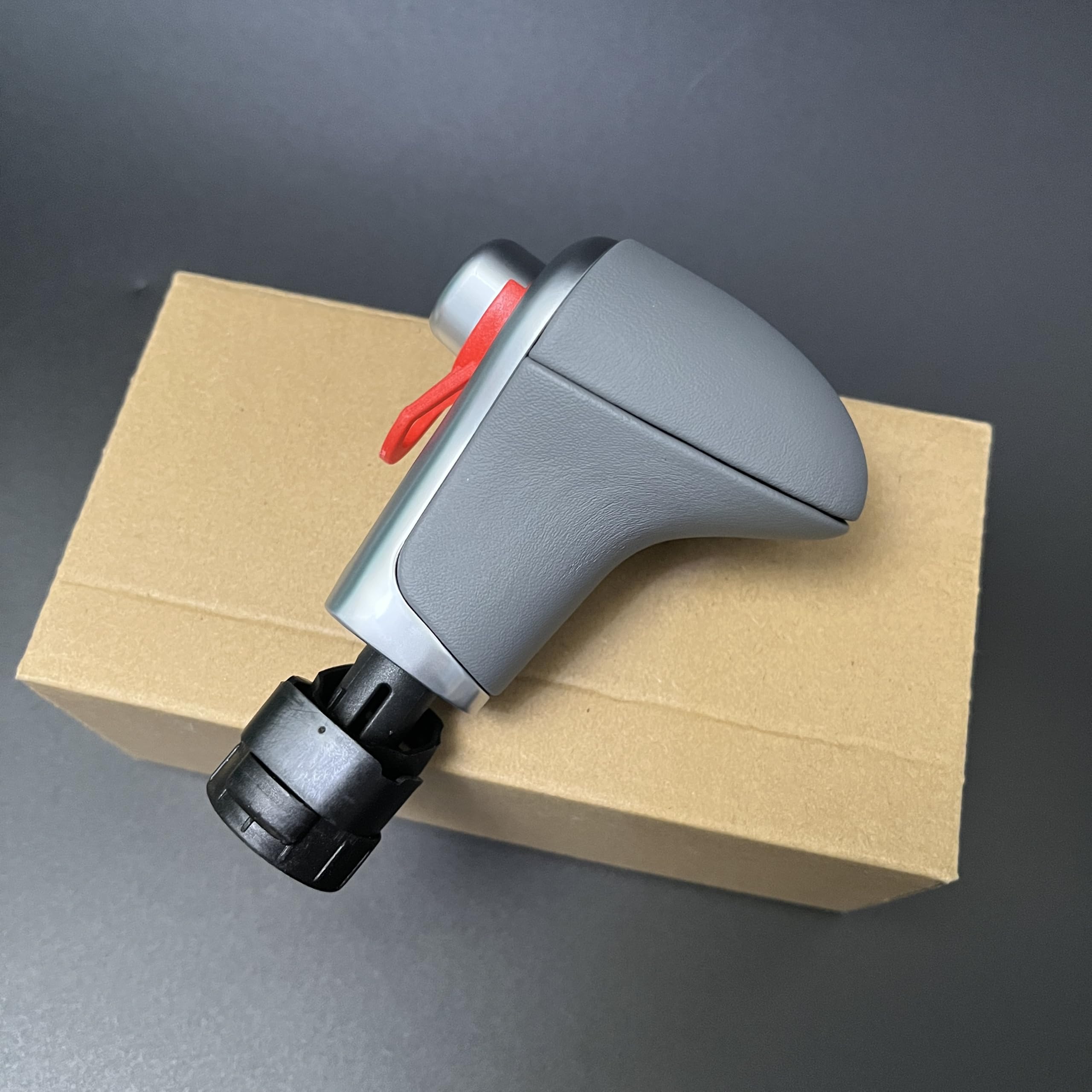 Cgmiboz Chrome Gray Pu For Audi Q7 Q5 A3 A4 A5 A6 A7 C6 C7 4G1 713 139 4G1713139 Black Pu Leather Gear Shift Knob Left Hand Drive Car(Chrome Gray Pu)