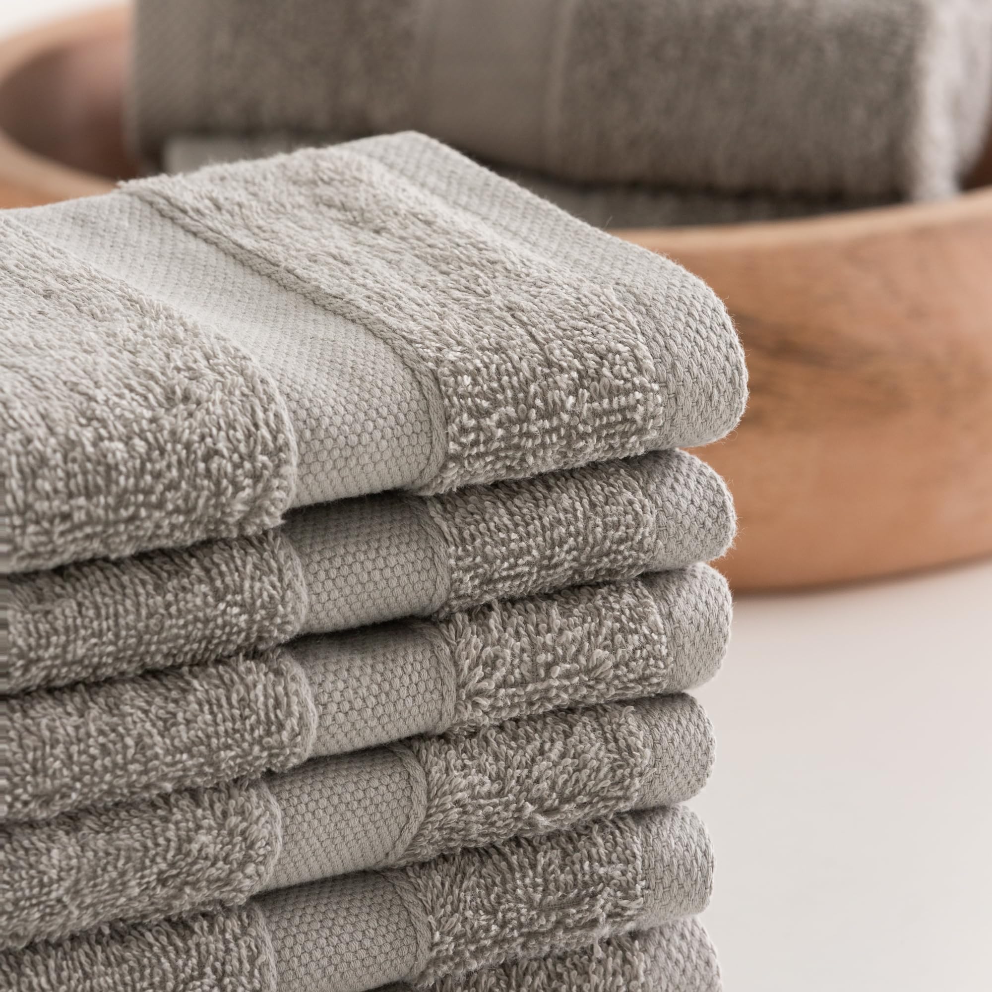 Todocama - Set di 12 asciugamani (30 x 30 cm) 100% cotone morbido e assorbente, 550 gsm premium, (grigio chiaro) - 2