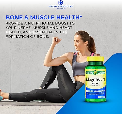 Miniatura 3 de Spring Valley - Tabletas de magnesio de 250 mg, 100 tabletas para la salud ósea y muscular, tabletas de magnesio, suplemento dietético + organizador