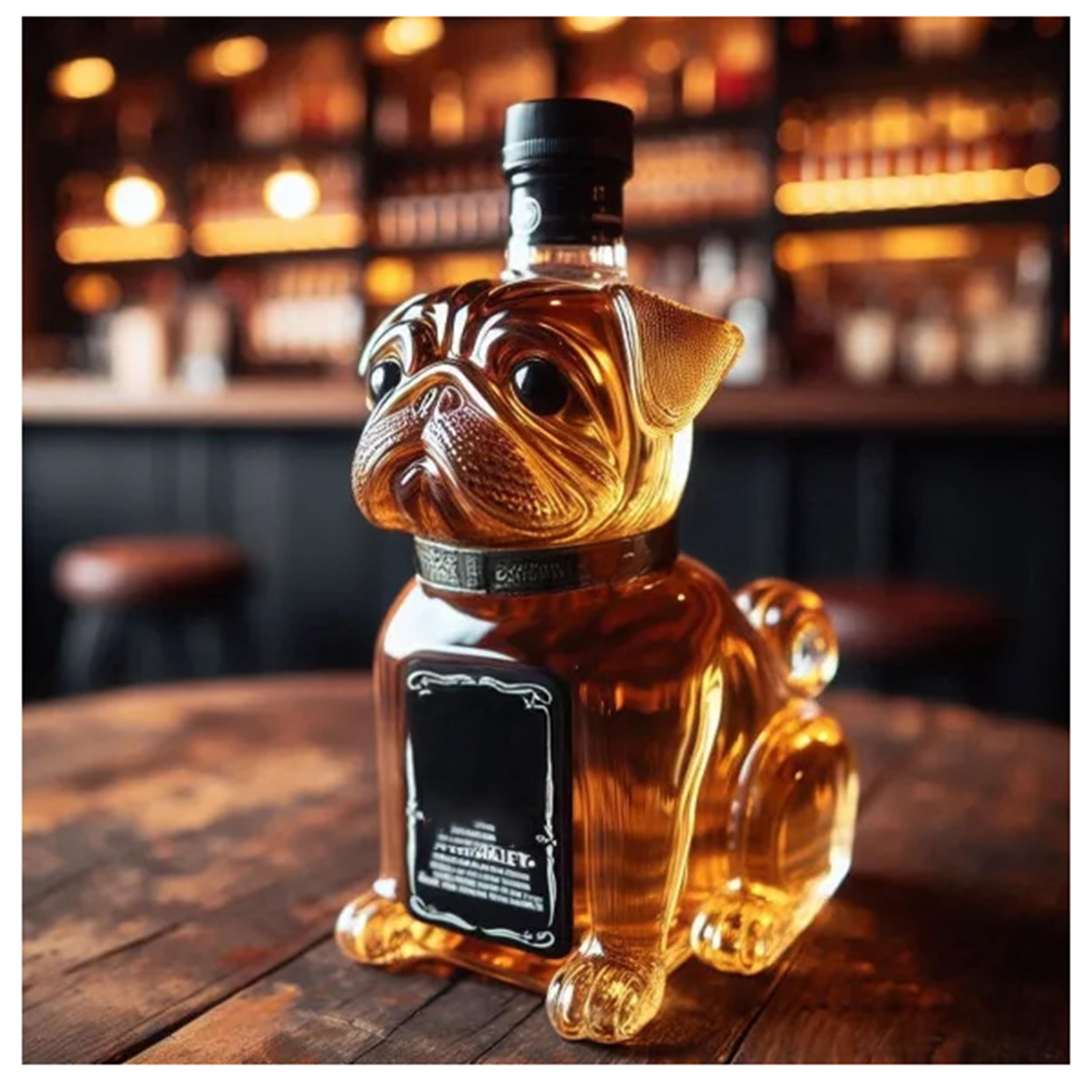 Jsvsza Pug-Shaped Whiskey Decanter, 280ml Novelty Handmade Glass Wine Bottle Funny Animal-Themed Barware, for Bar Home Office Decoration Animal Whiskey Glass Shaker, C