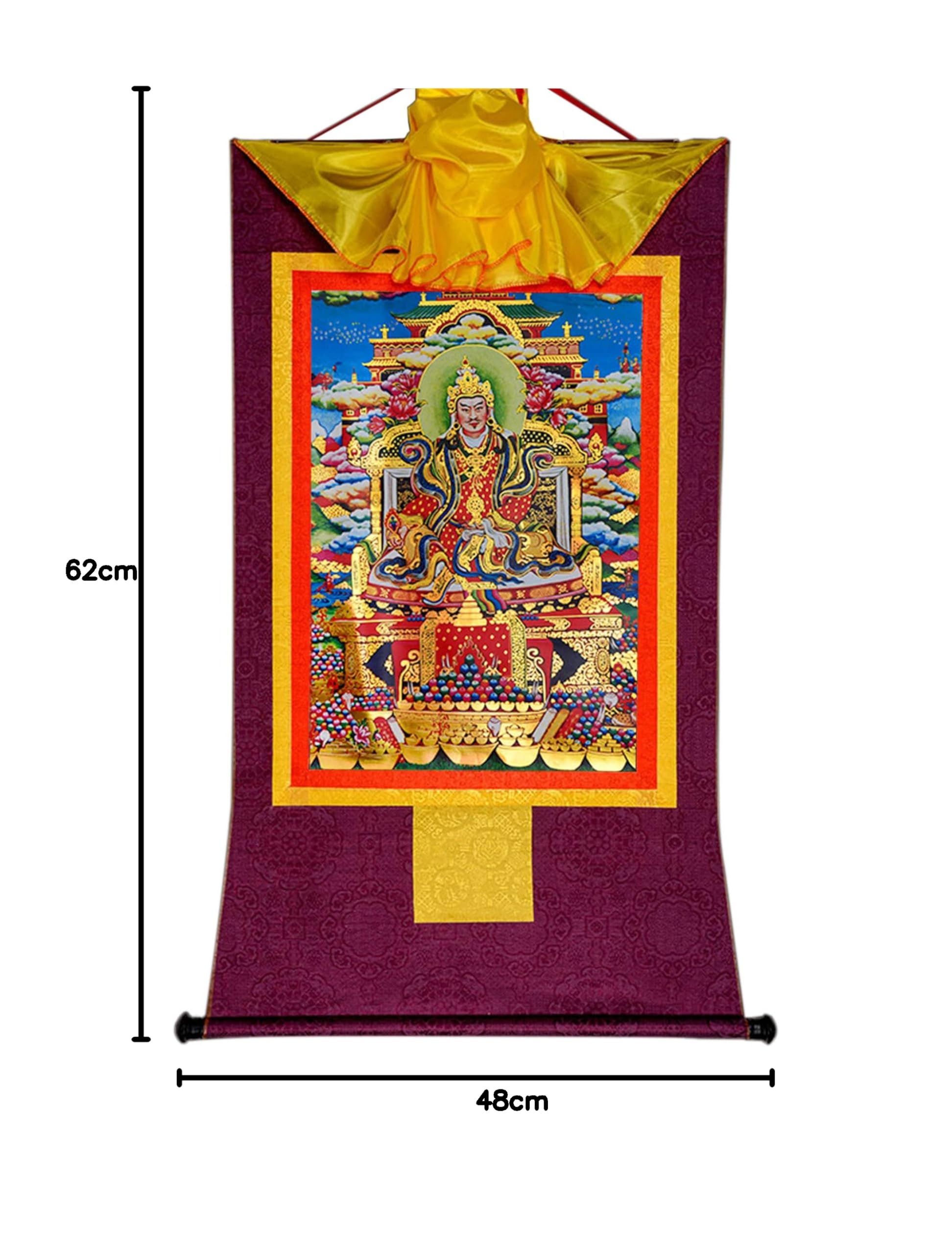 Gandhanra Thangka Tibetano - Guru Padma Gyalpo Thangka - Arazzo di Buddha a Stampa Dorata per Decorazione Zen, Meditazione, Rilassamento Spirituale e Pace