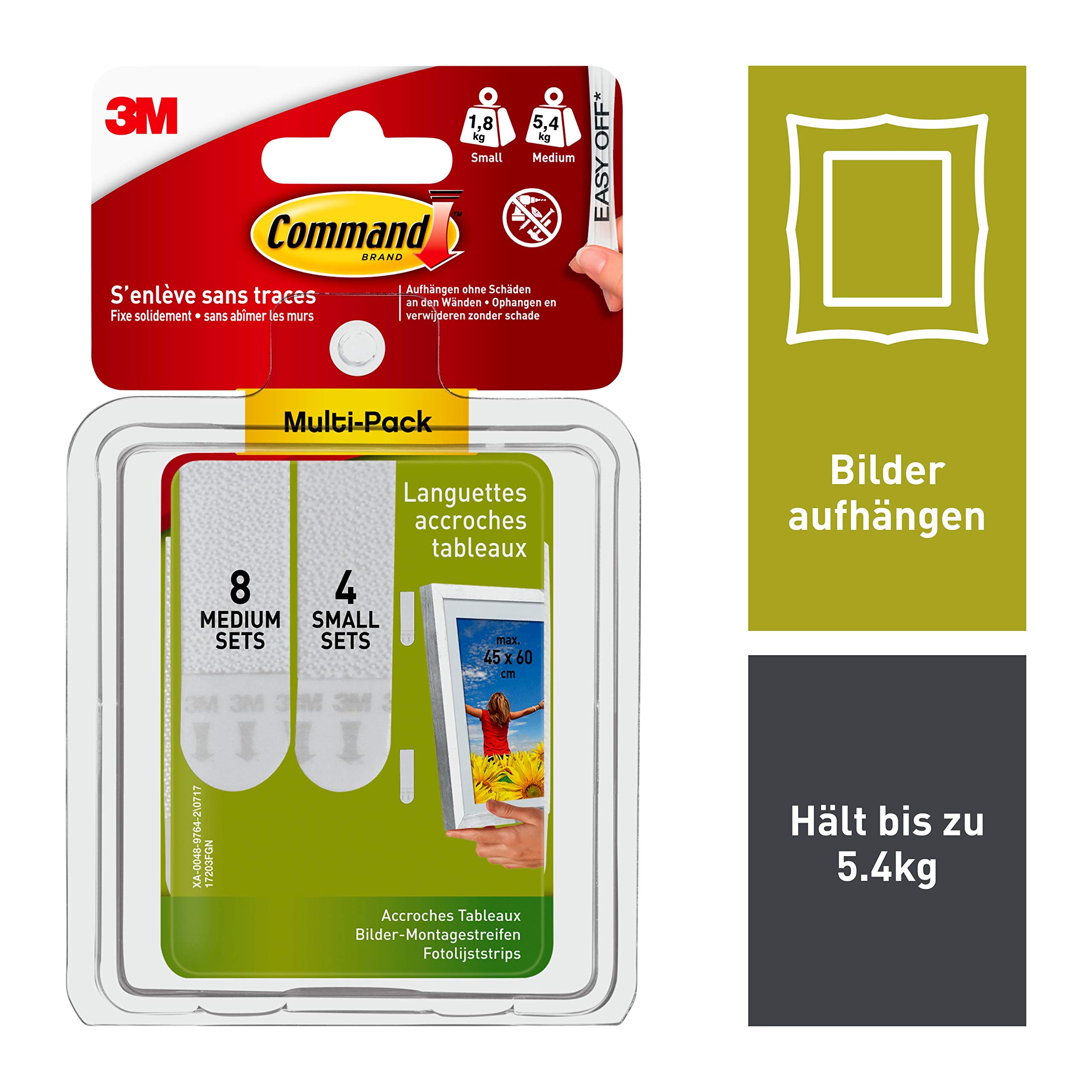 Command 3M Languettes Repositionnables - Pack 12 Paires + 6 Grandes Tableaux