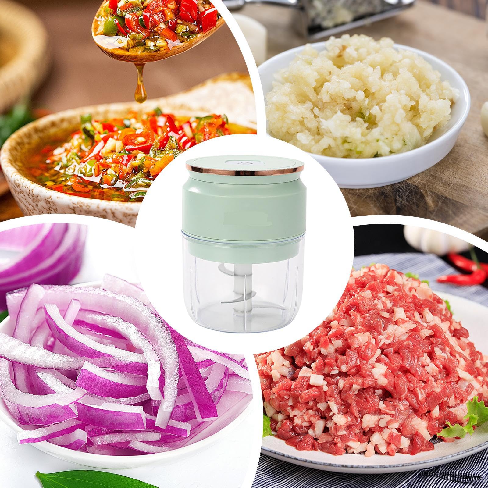 Knoblauchzerkleinerer - USB Wiederaufladbarer Zwiebelzerkleinerer - Multifunktionaler Zerkleinerer Für Babykost Bakerei Restaurant Party Salatzubereitung Camping,Küche Gewerbliches Restaurant