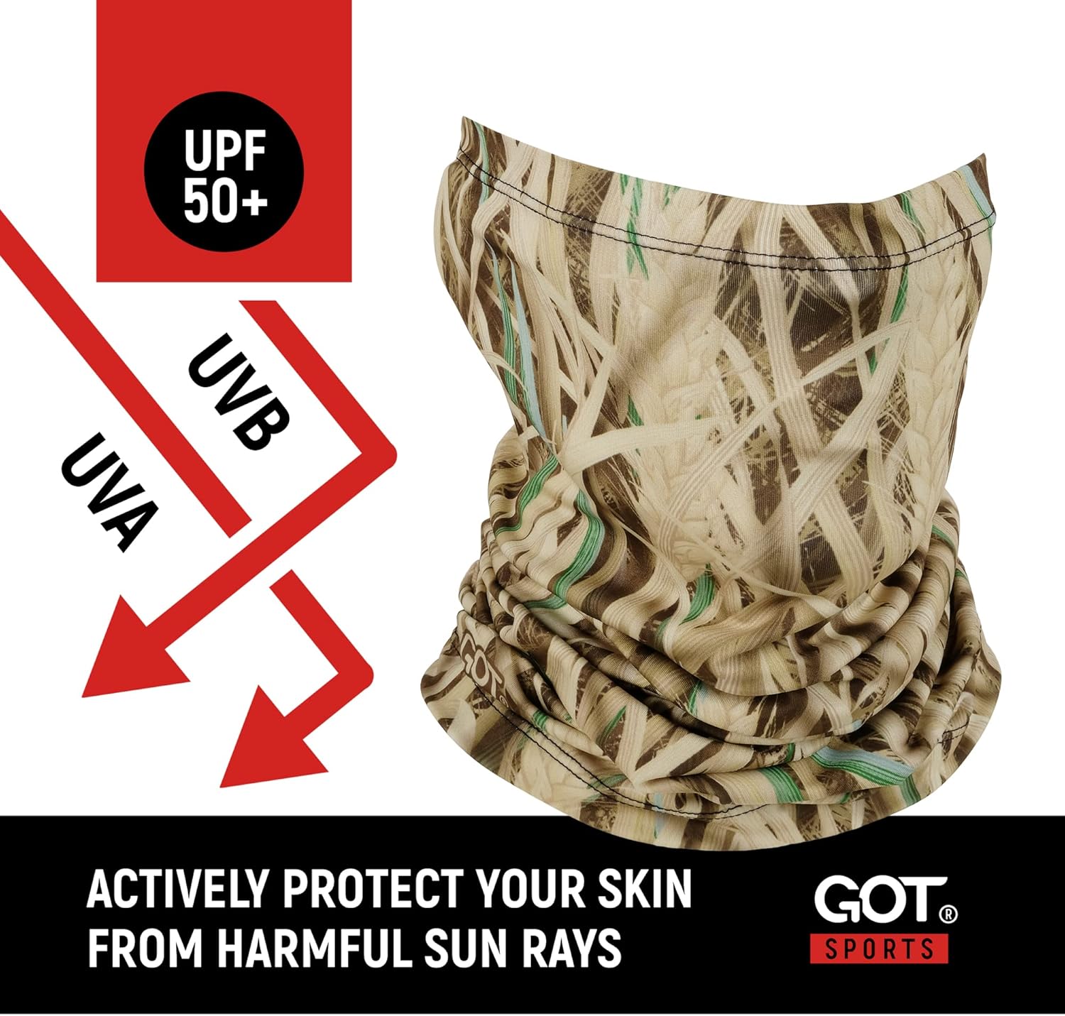 GOT Sports UPF 50+ Fishing Neck Gaiter - UV Face Mask Sun Protection for Men & Women - Camo SPF Face Cover Gator - Image 2