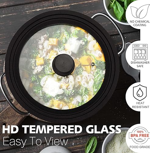 Miniatura 2 de ANAEAT Tapa universal de silicona para ollas, sartenes y sartenes  Vidrio templado cubierto con borde de silicona resistente al calor para