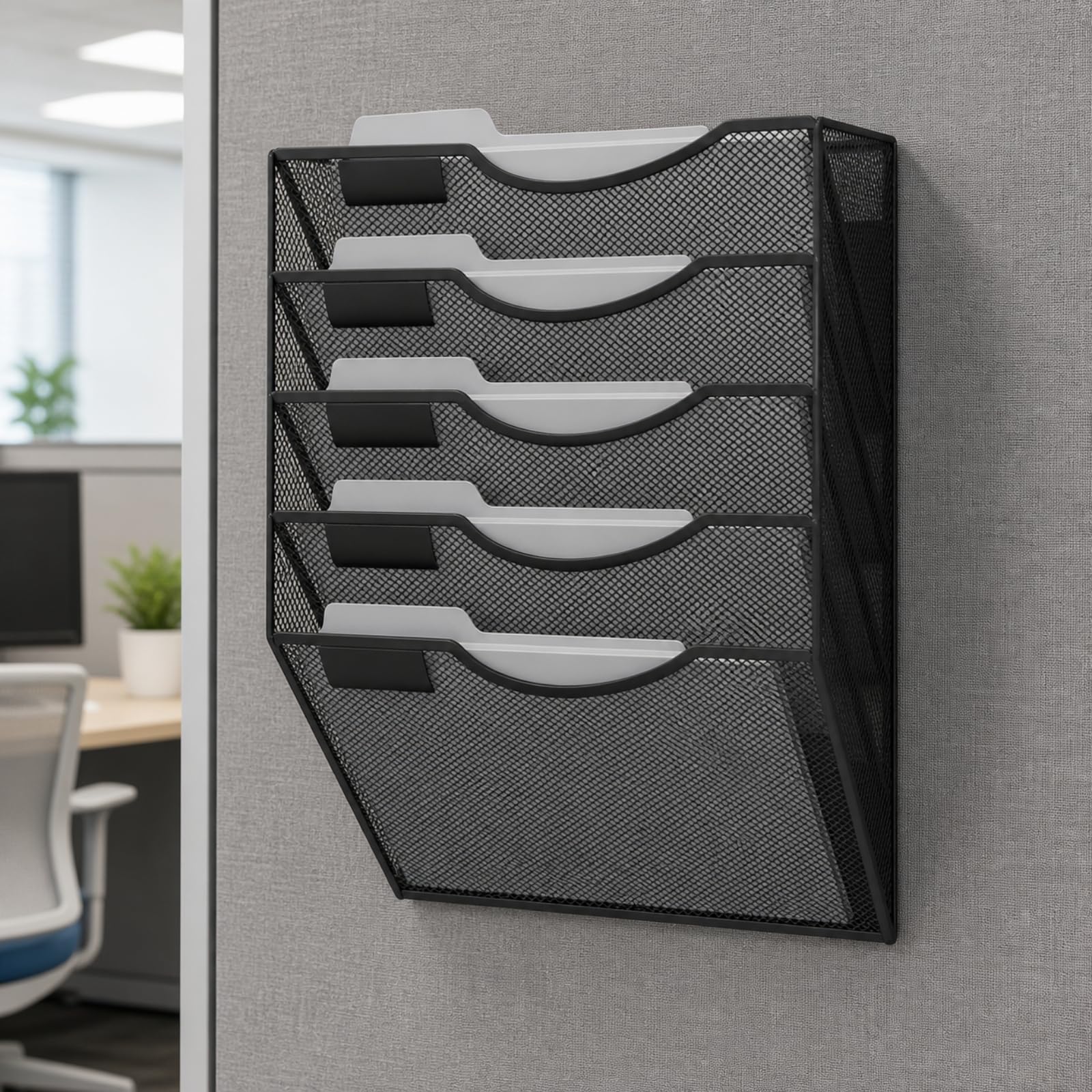 Organizador Archivos Pared Niveles Negro Organizador Vertical Papeles Metal Reforzado para Aula