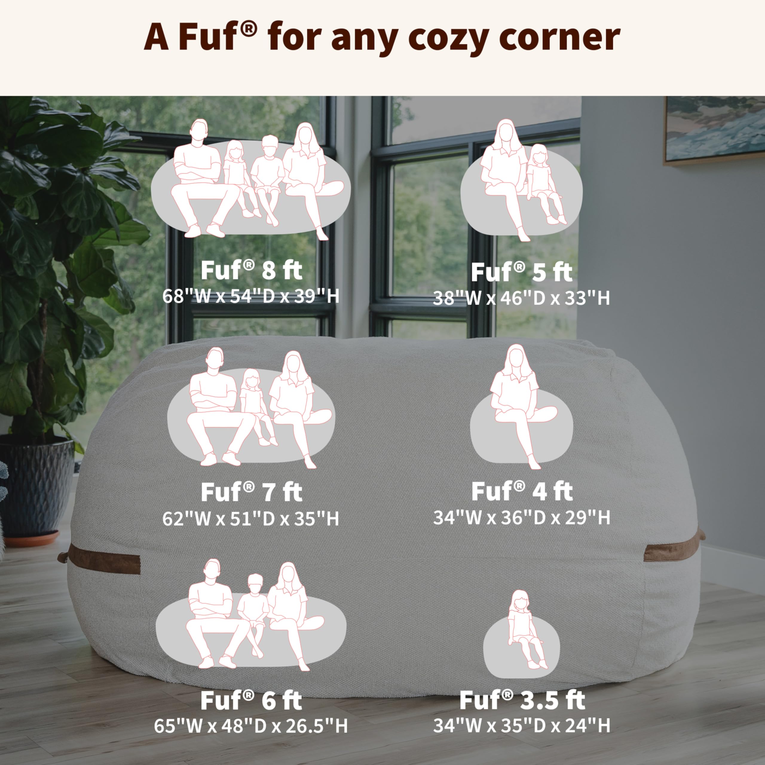 Amazon.com: Big Joe Fuf 5Ft Oversized Foam Bean Bag Chair with