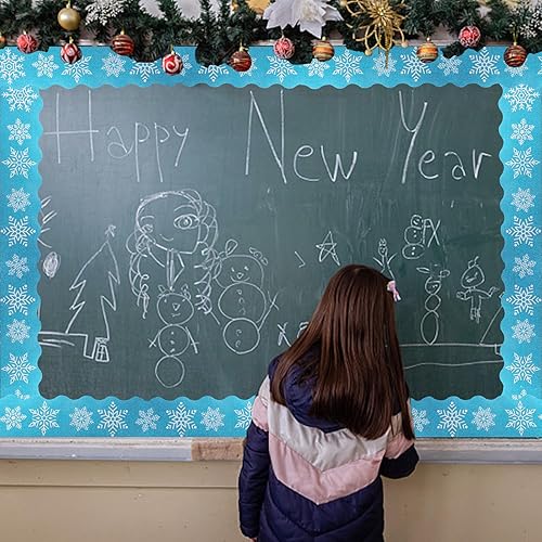 Miniatura 10 de Bordes de tablón de anuncios de 65 pies, bordes festoneados brillantes, borde decorativo para póster, decoración de aula para escuela, tiras de