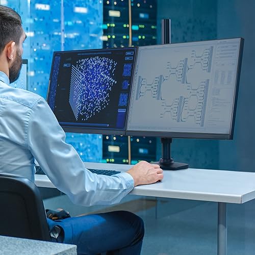 Miniatura 5 de Ergotron Brazo de monitor dual apilable vertical LX, soporte de escritorio VESA para 2 monitores de hasta 40 pulgadas, 7 a 22 libras cada uno, poste