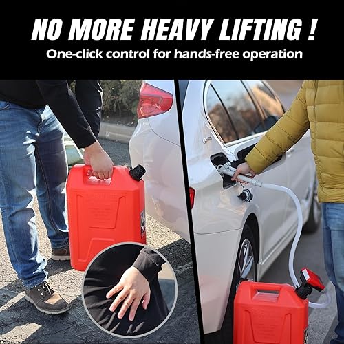 Miniatura 15 de Bomba de transferencia de combustible con parada automática, funciona con pilas AA, bomba eléctrica portátil de tanque de lata de gas con adaptador