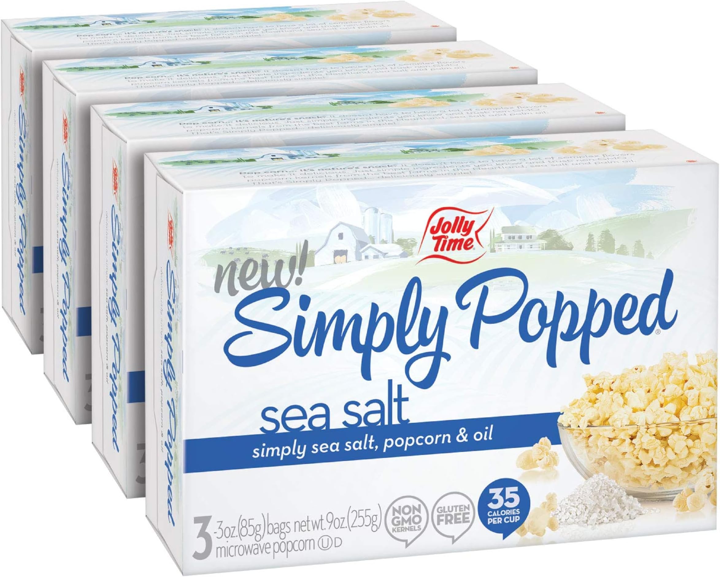 Simply Popped, Vegan, Dairy Free Microwave Popcorn, 3oz Sharing Bag, 3 Bags Per Carton (Simply Popped Sea Salt, 3 Ounce (Pack of 12))