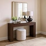 Plank+Beam Grand Console Table, 56 Inch Solid Wood Modern Sofa Table, Narrow Entryway Table for Hallway, Behind The Couch, Living Room, Foyer, Walnut Wirebrush Walnut Wirebrush 56 Inch Table