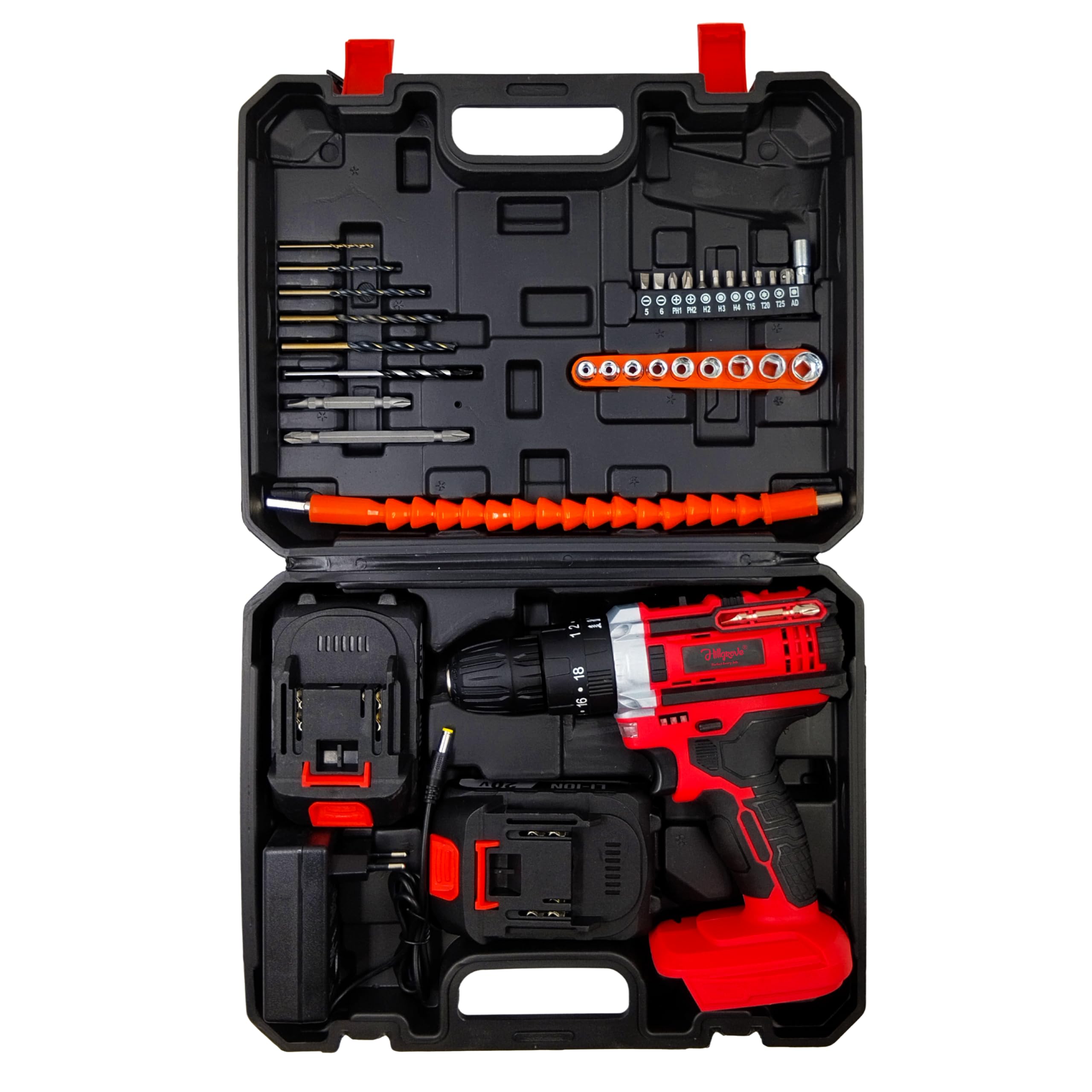 Hillgrove HGCM1381M2 All in One Electric 10mm 20V Power Drill Electrical Hand Drilling Machine Tool Box Tools Kit Set for Home-image-30