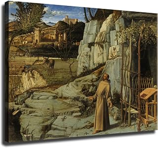 Saint Francis in The Desert By Giovanni Bellini Poster Canvas Wall Art Print Picture Oil Painting Aesthetic Children's Room Bedroom Living Room Home Decor (24x32inch Unframed)