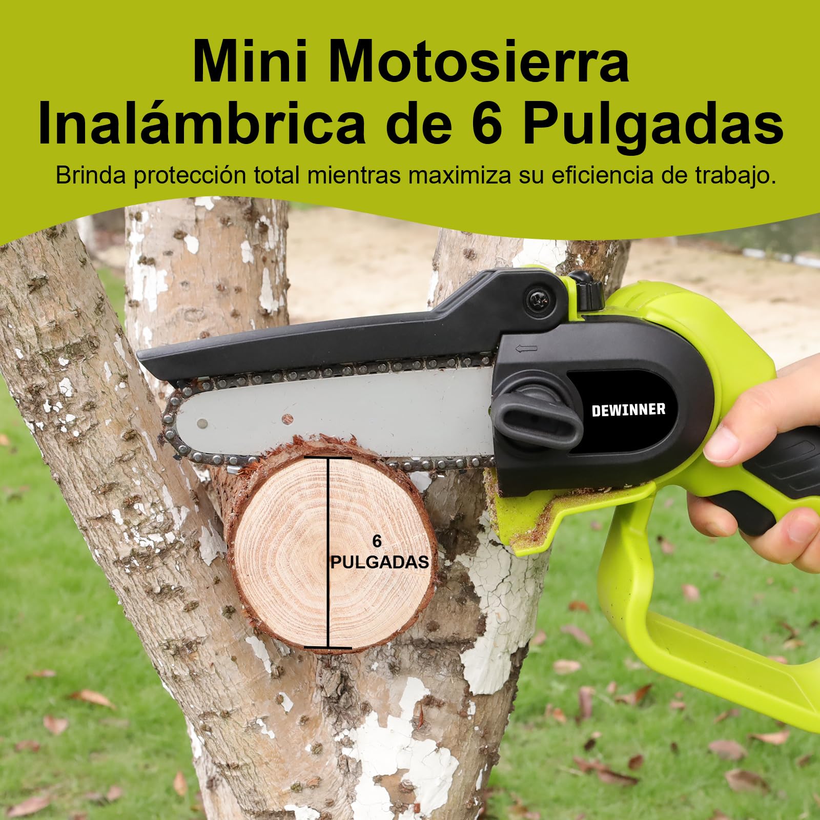 DEWINNER Tijera de Podar 3 en 1 Telescópica con Motosierra Eléctrica - Interruptor de Seguridad, Alcance de 2.54 Metros, Hojas de 240 mm Y 120 mm, Cabeza Ajustable 135°