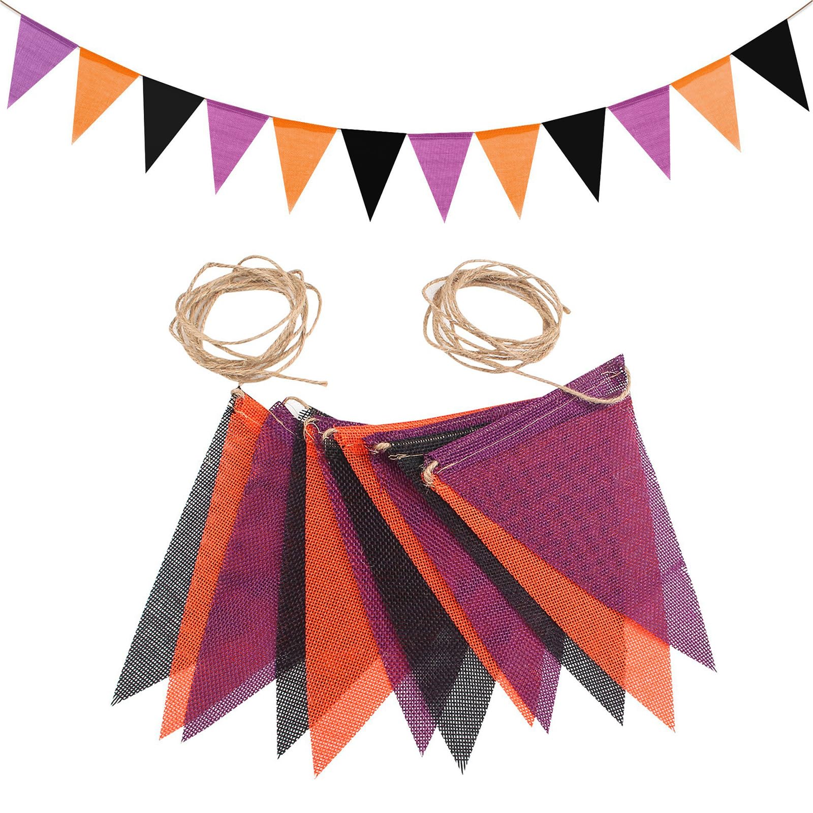 Jazuaiao 12Pcs Burlap Bunting Flags Multicolored Pennant Festival Decoration for Christmas Birthdays Camping Event Multicolored Burlap Pennant Set