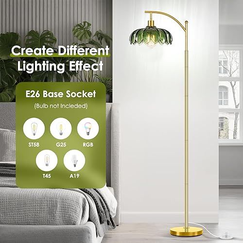 Miniatura 5 de Lámpara de pie dorada para sala de estar, lámpara alta de pie vintage única, lámparas de pie modernas de mediados de siglo, lámparas de pie de
