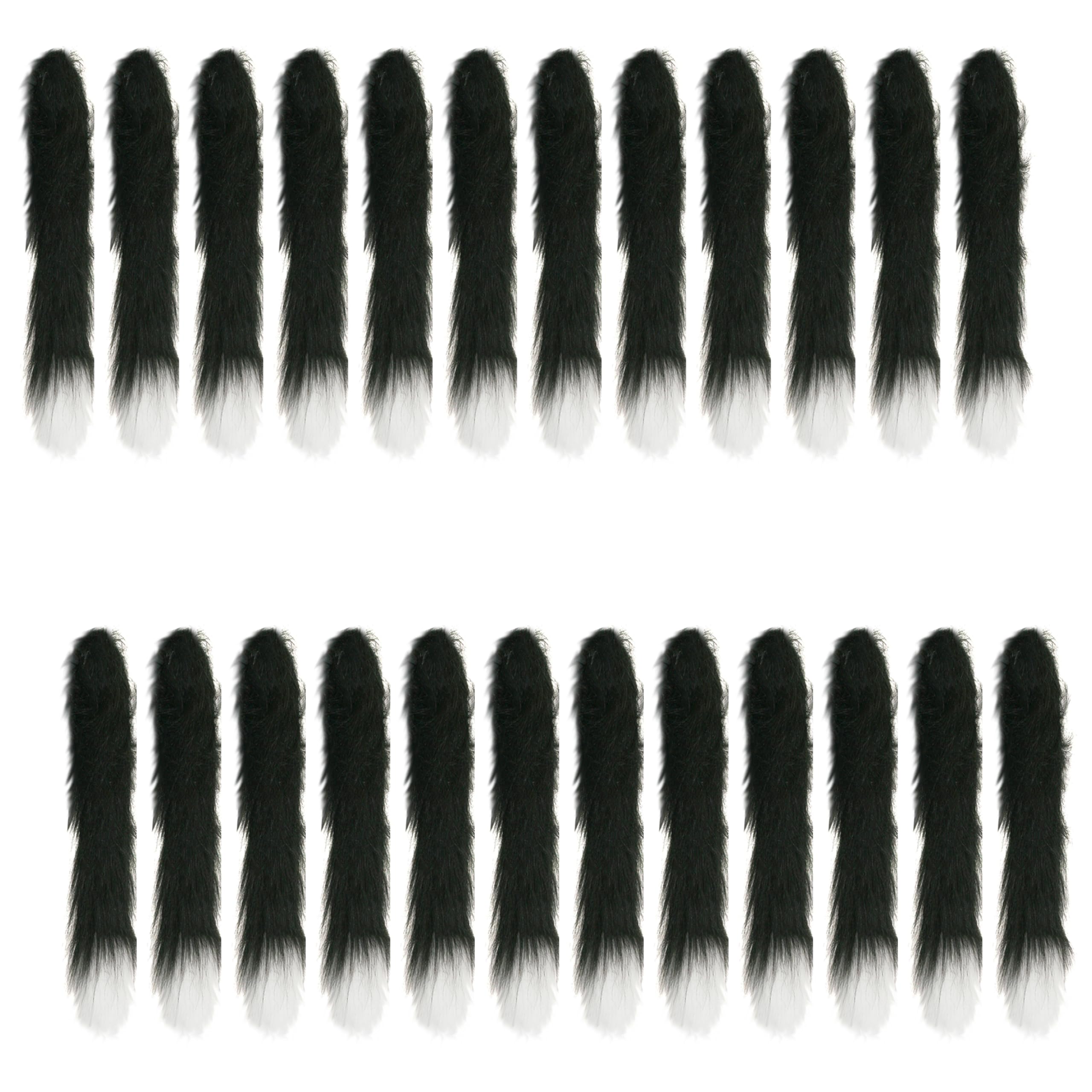 Adults Cat Tail Costume Accessory - Pack of 24 - Fluffy Black Cat's Tail with White Tip - Mens Ladies Book Week World Book Day Fancy Dress Costume Accessory