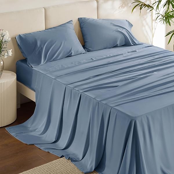 Bedsure King Size Sheets Set, Cooling Sheets for Hot Sleepers, Rayon Derived from Bamboo, Breathable & Soft, Deep Pocket Up to 16 Inches, Hotel Luxury Silky Bedding, Simply Taupe