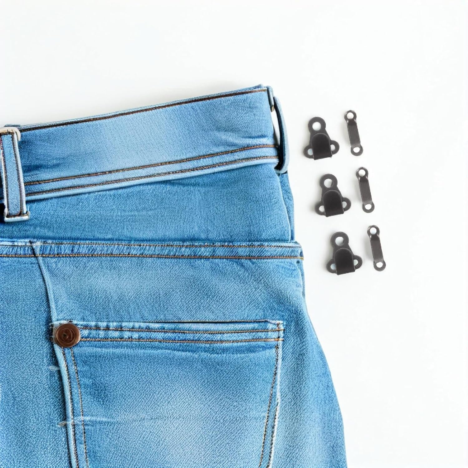 Gadpiparty 20pcs Hook and Eye for Sewing Metal Closure Easy to Sew Repair Hooks and Eye Replacement Clasps for Trousers Pants Clothing Dark Grey
