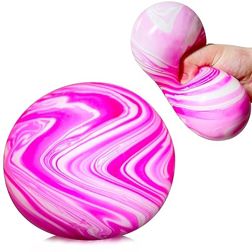 Giant Sensory Stress Squeeze Balls - Squishy Dough Balls for Kids - Stretch and Pull, Jumbo Stress Ball, Novelty Stress Relief Ball Fidget Toys Gifts for Boys, Girls, Adults (Pink)