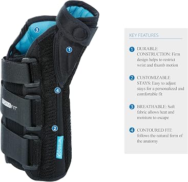 Ossur Formfit Thumb Spica Brace for DeQuervains Tendonitis, Arthritis and Gamekeepers Thumb | Features Removable Aluminium Stays & Contact Closure Straps | Breathable Material | (Left, Small)