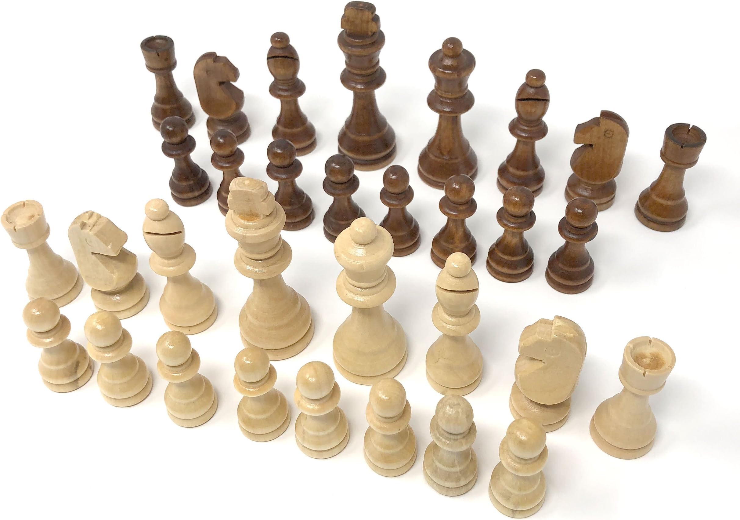 Explore Crafts 32 Piece Wood Carved Chess Pieces Small 7cm King