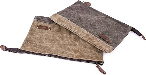 Miniatura 8 de Gootium Juego de bolsa de lona encerada con cremallera, bolsa de maquillaje con cremallera, bolsa de lápices de oficina, organizador multiusos,