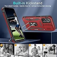 Vista 4 de DEERLAMN - Funda para Samsung Galaxy A15 5G con cubierta deslizante para la cámara + protector de pantalla (1 paquete), soporte giratorio con anillo