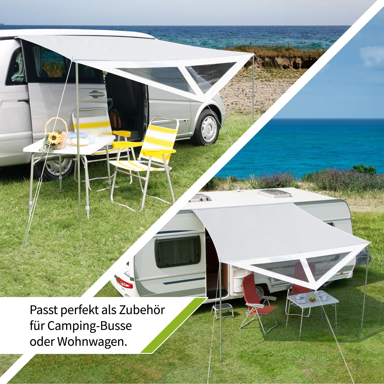 DWT Sonnensegel Delta II, Leichter Sonnenschutz für Camping-Bus und Wohnwagen, Ultraleicht und schnell aufrollbar