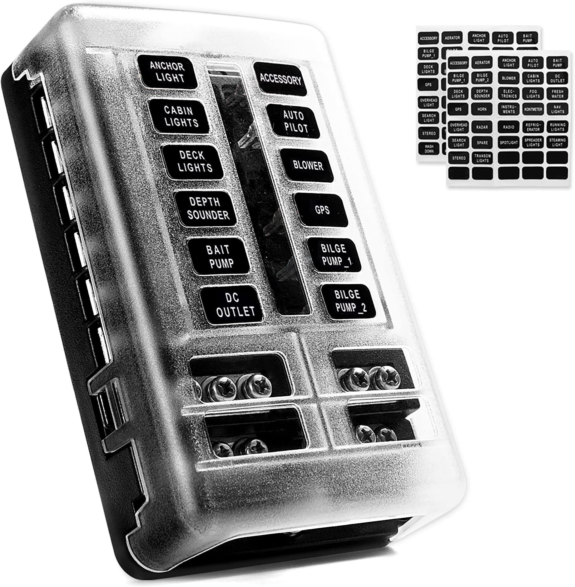 MNJ Motor 12 Way Blade Fuse Block Box with LED Indicator Waterpoof Cover 12-Circuit ATC/ATO Fuse Box Holder 30A Fuse Block Panel Compatible with Car Boat RV SUV Truck